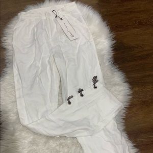 Nana Judy White Linen Chain Pants